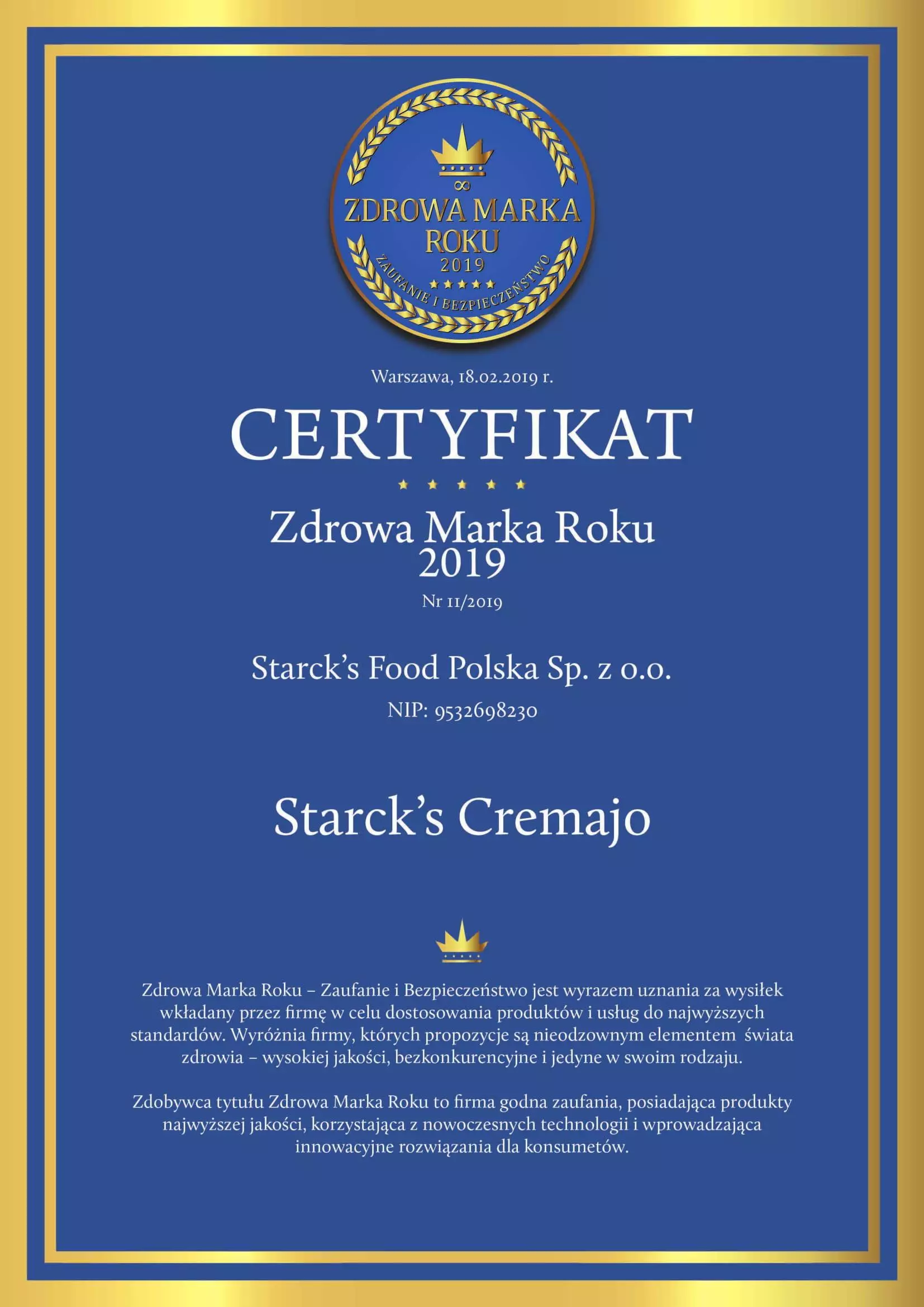 Certyfikat Zdrowa Marka